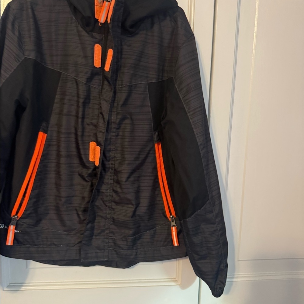 Champion Kids Black and Orange Hooded Jacket, lined. Like New. Sz 6/7 - Picture 4 of 10